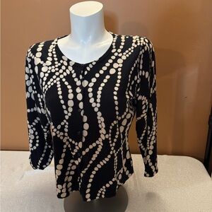 CAbi Black and White Patterned Teddy Jacket